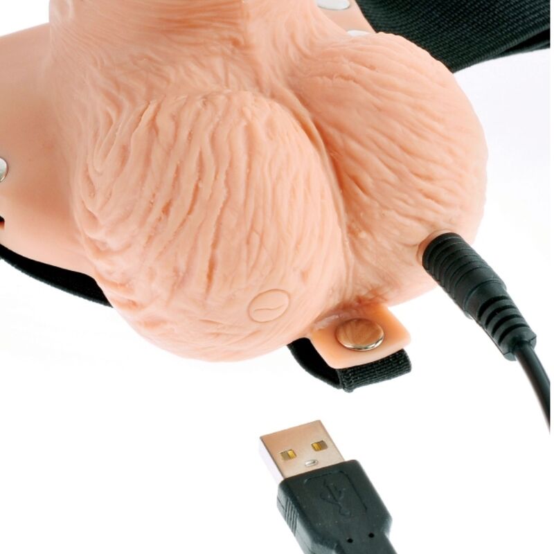 FETISH FANTASY SERIES - Verstellbarer Gurt mit Fernbedienung, realistischer Penis mit wiederaufladbaren Hoden und Vibrator 15 cm