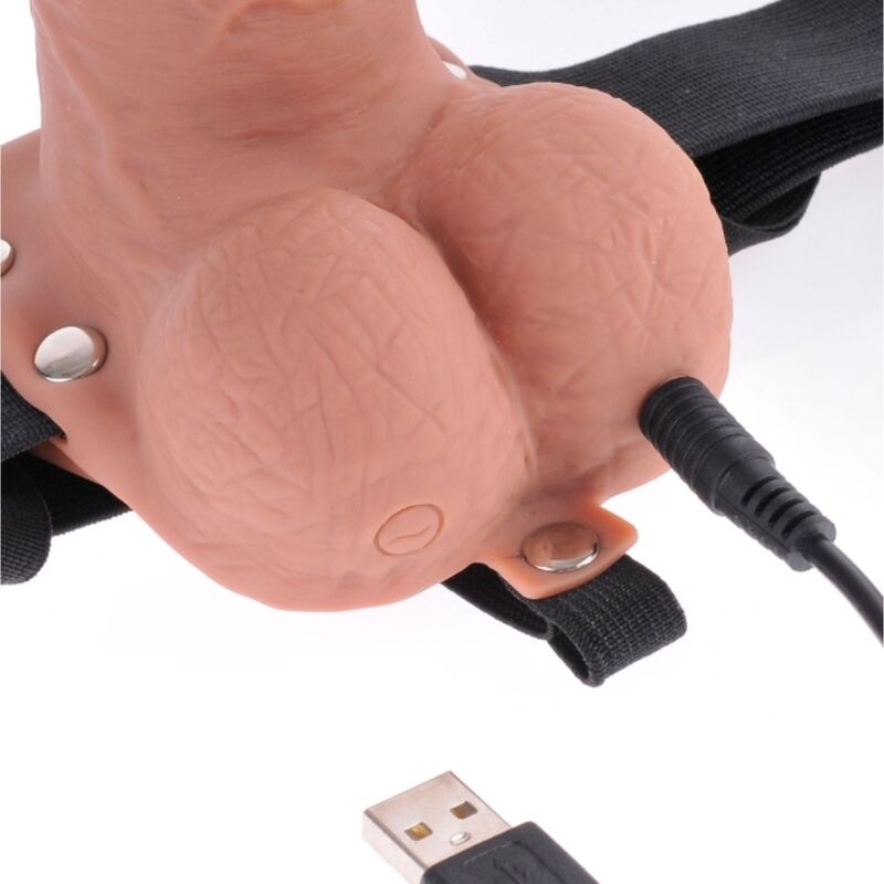 FETISH FANTASY SERIES - Verstellbarer Gurt realistischer Penis mit wiederaufladbaren Bällen und Vibrator 17,8 cm