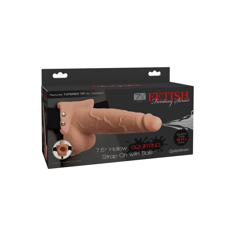 FETISH FANTASY SERIES - SERIE - VERSTELLBARER GURT REALISTISCHER PENIS MIT SPRITZENDEN EIERN 19 CM