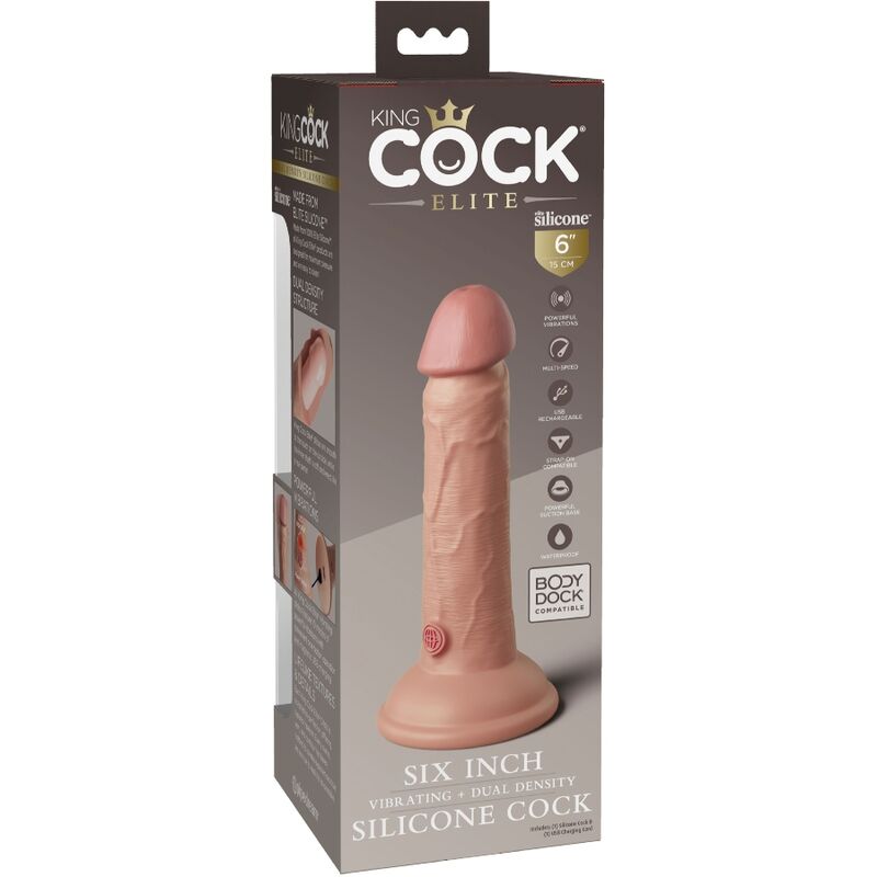 KING COCK - ELITE realistischer Dildo mit Vibration und Silikon 15,2 cm