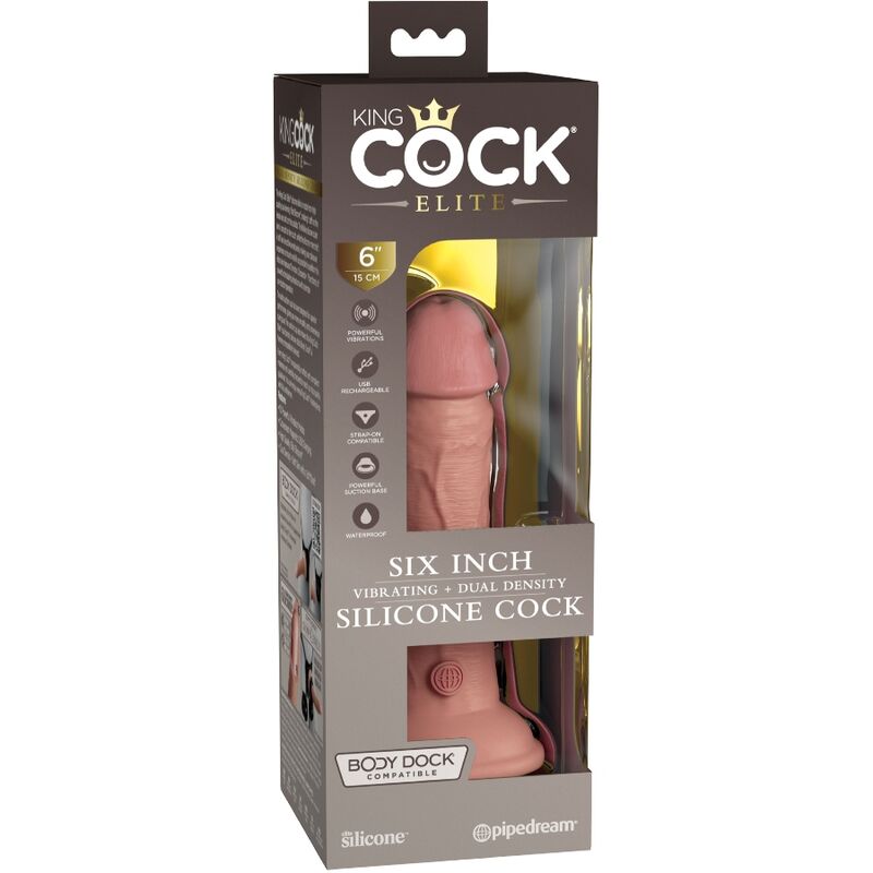KING COCK - ELITE realistischer Dildo mit Vibration und Silikon 15,2 cm