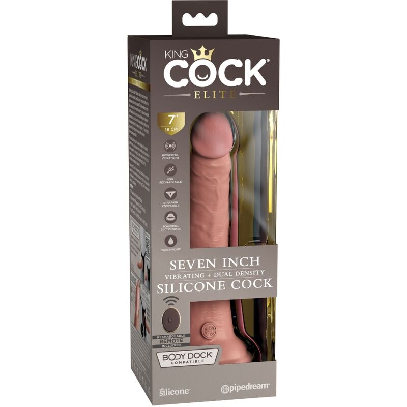 KING COCK - ELITE realistischer Dildo Vibrator & Silikon Fernbedienung 17,8 cm