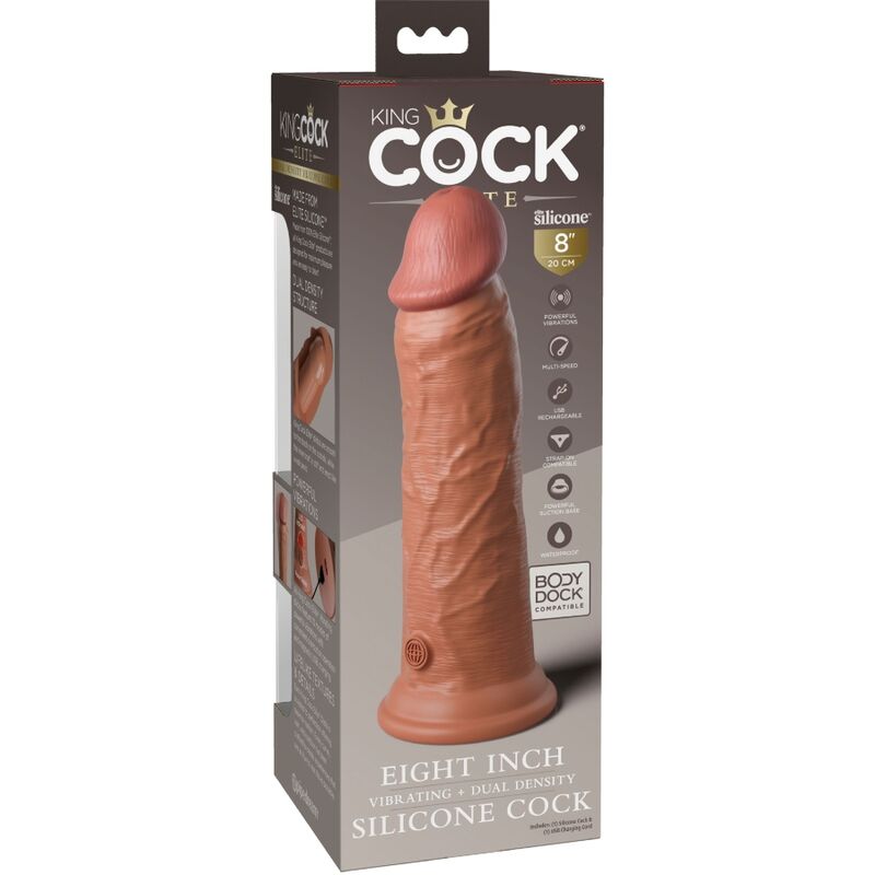 KING COCK - ELITE realistischer Dildo mit Vibration und Silikon 20,3 cm Karamell