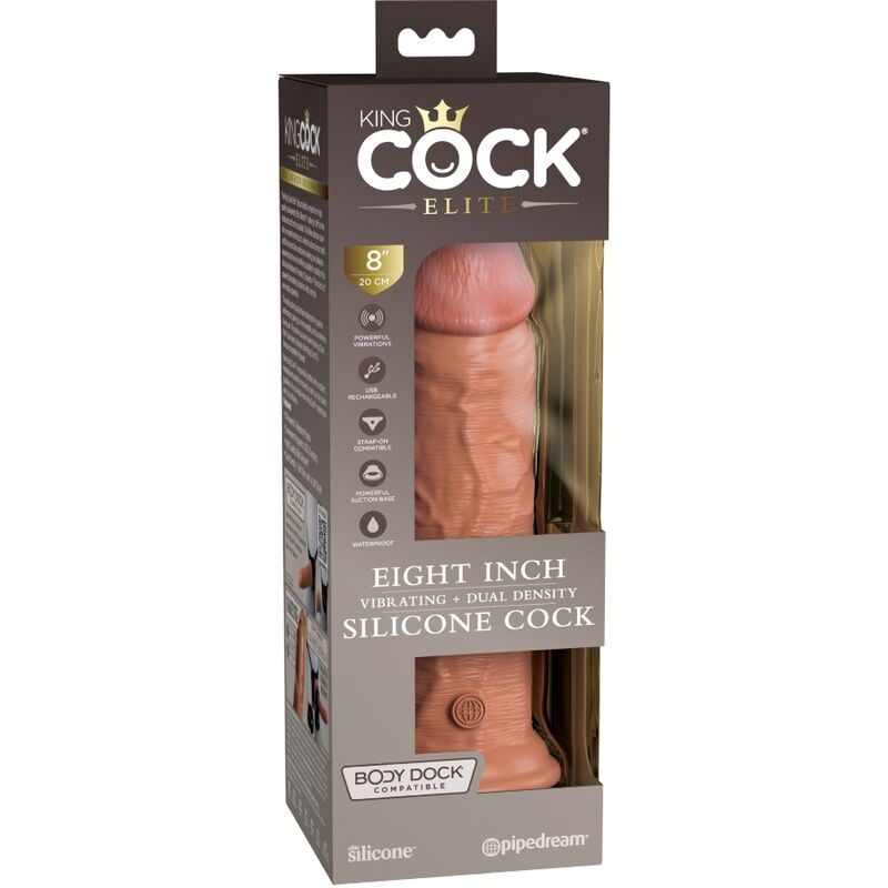 KING COCK - ELITE realistischer Dildo mit Vibration und Silikon 20,3 cm Karamell