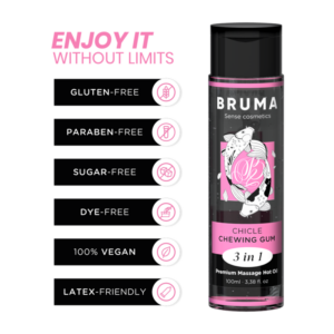 BRUMA - Premium-Massageöl mit Wärmeeffekt, Gum-Geschmack 3 in 1 - 100 ml