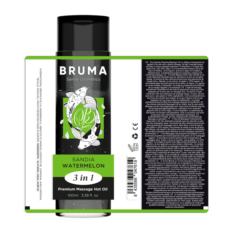 BRUMA - Premium-Massageöl mit Wärmeeffekt, Wassermelone-Geschmack 3 in 1 - 100 ml