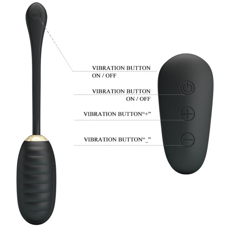 PRETTY LOVE - DOREEN LUXURY Wiederaufladbares Vibrations-Ei Schwarz mit Fernbedienung