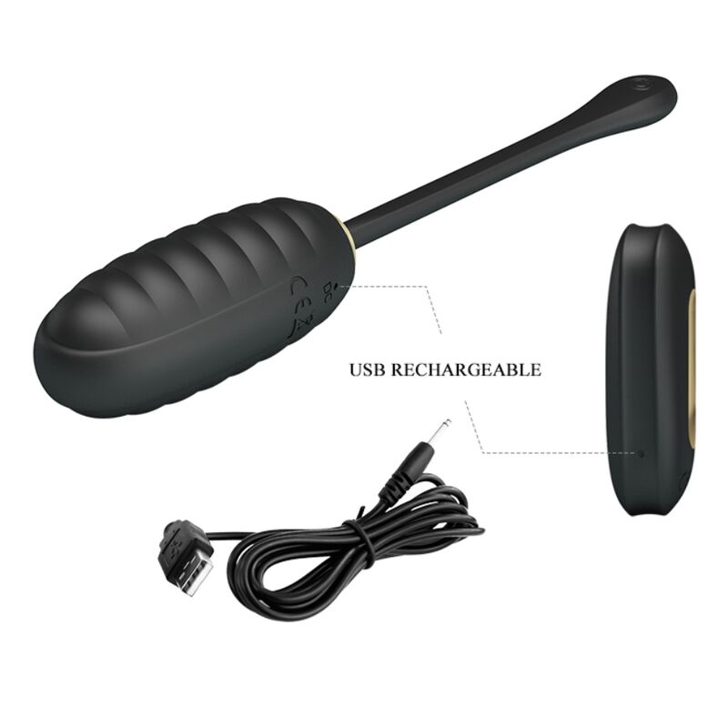 PRETTY LOVE - DOREEN LUXURY Wiederaufladbares Vibrations-Ei Schwarz mit Fernbedienung