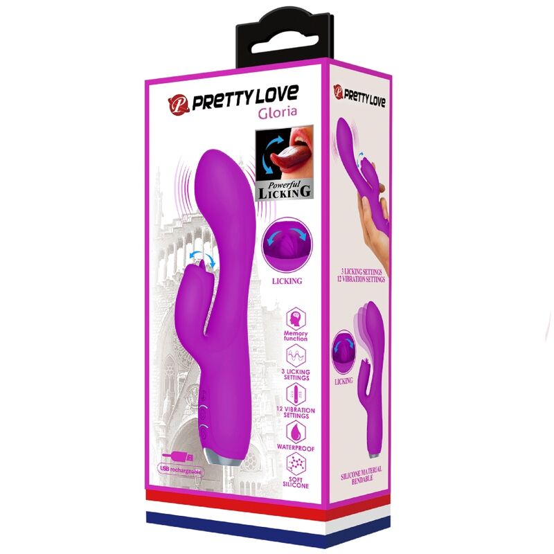 PRETTY LOVE - GLORIA Wiederaufladbarer Kaninchenvibrator, wasserdicht, Lila