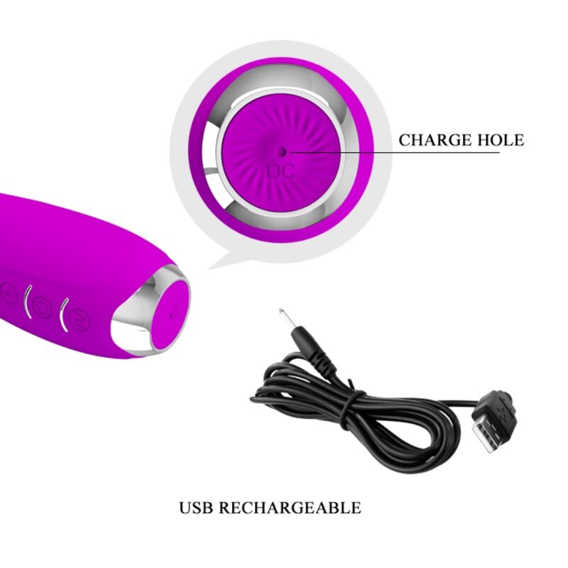 PRETTY LOVE - HECTOR Wiederaufladbarer Elektroschock-Vibrator wasserdicht Lila