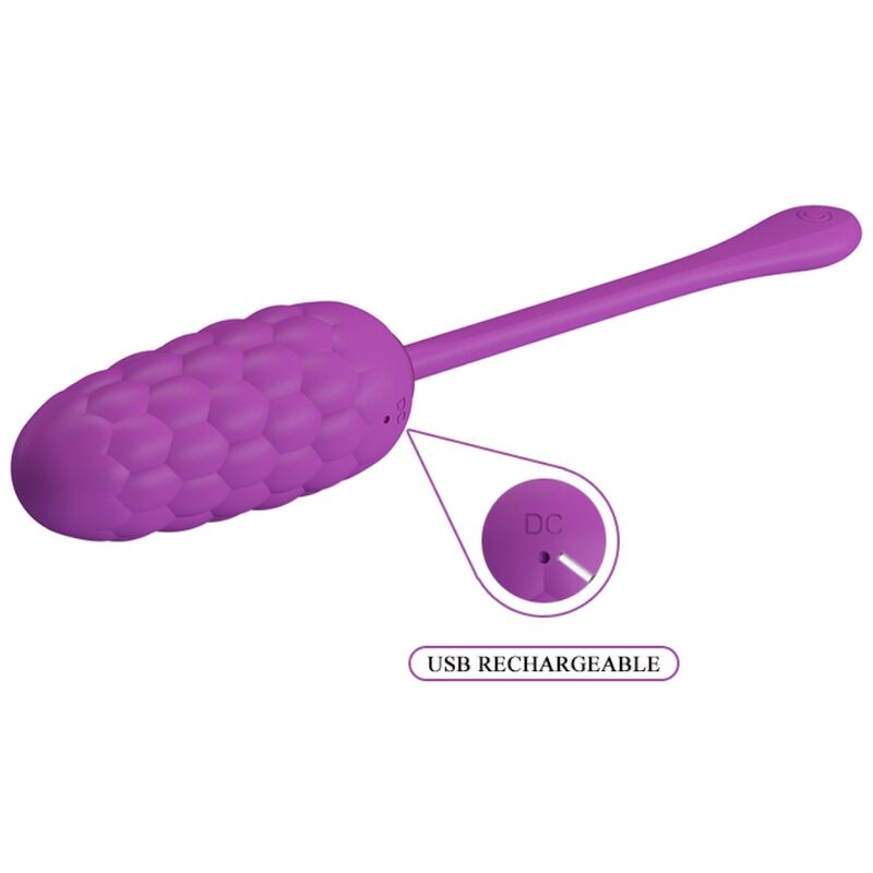 PRETTY LOVE - VIBRATIONS-EI MIT LILA WIEDERAUFLADBARER MEERESTEXTUR