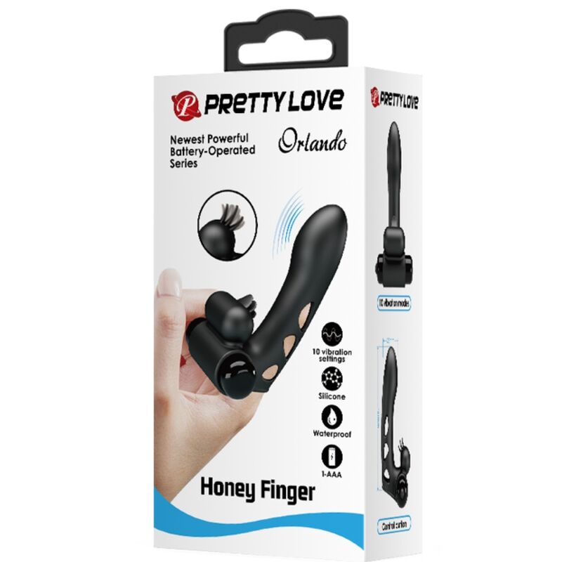 PRETTY LOVE - ORLANDO Schwarze Vibrator-Fingerhülle