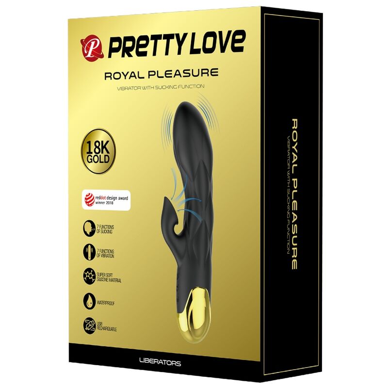 PRETTY LOVE - Schwarzer wiederaufladbarer, vergoldeter Luxusvibrator