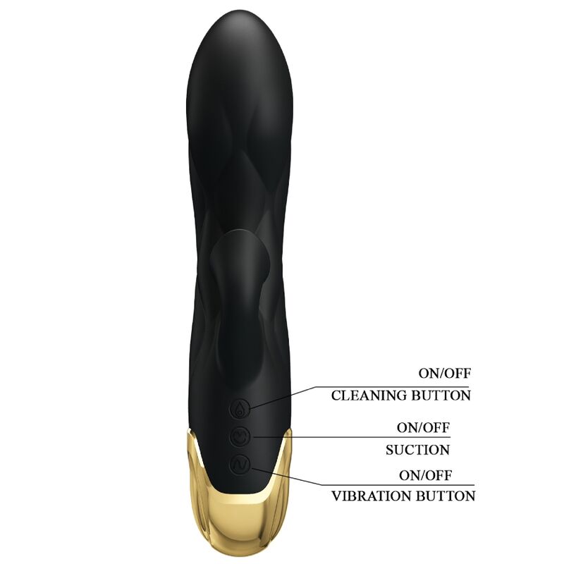 PRETTY LOVE - Schwarzer wiederaufladbarer, vergoldeter Luxusvibrator