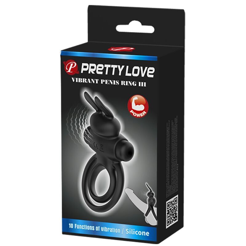 PRETTY LOVE - VIBRATOR III Kaninchenring für schwarzen Penis
