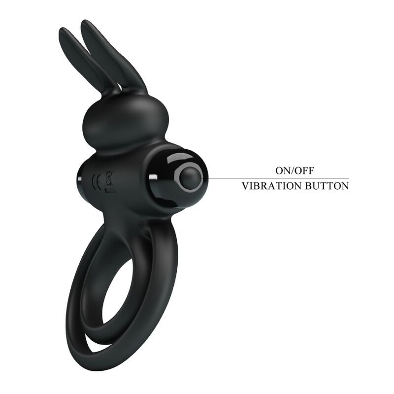 PRETTY LOVE - VIBRATOR III Kaninchenring für schwarzen Penis