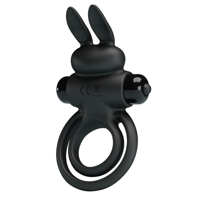 PRETTY LOVE - VIBRATOR III Kaninchenring für schwarzen Penis