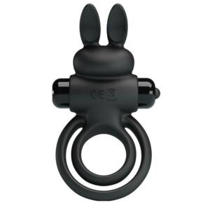 PRETTY LOVE - VIBRATOR III Kaninchenring für schwarzen Penis