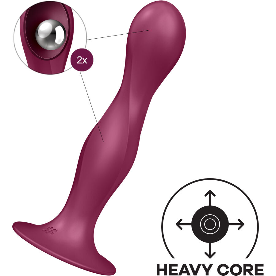 SATISFYER - DOUBLE BALL-R Silikondildo Granat
