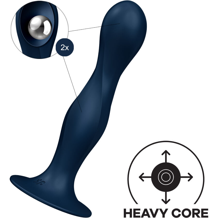 SATISFYER - DOUBLE BALL-R Silikondildo Blau