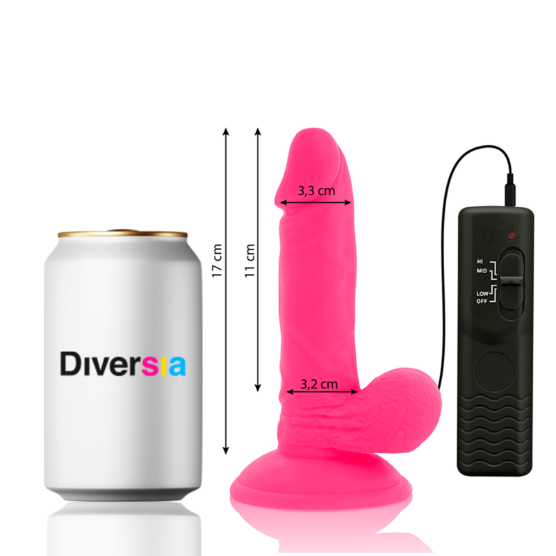 DIVERSIA - Flexibler vibrierender Dildo Rosa 17 cm -O- 3,3 cm