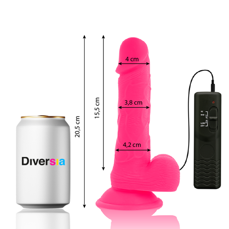 DIVERSIA - Flexibler vibrierender Dildo Rosa 20,5 cm -O- 4,2 cm