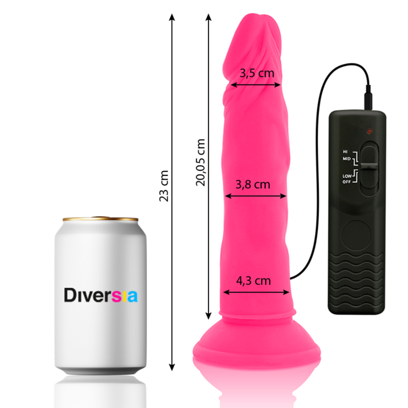 DIVERSIA - Flexibler Dildo mit Vibration Rosa 23 cm -O- 4,3 cm