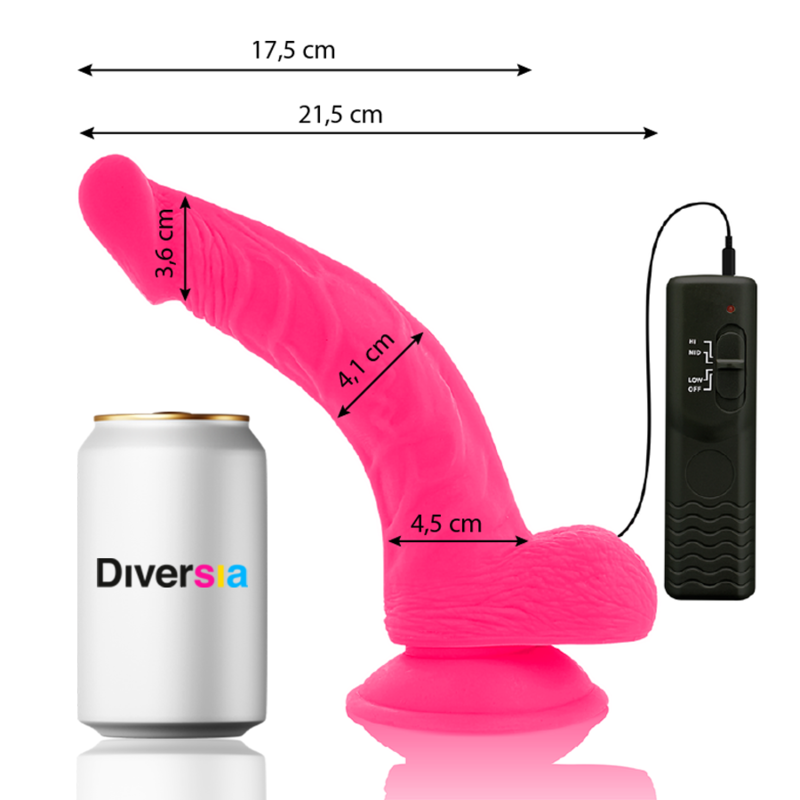 DIVERSIA - Flexibler vibrierender Dildo Rosa 21,5 cm -O- 4,5 cm