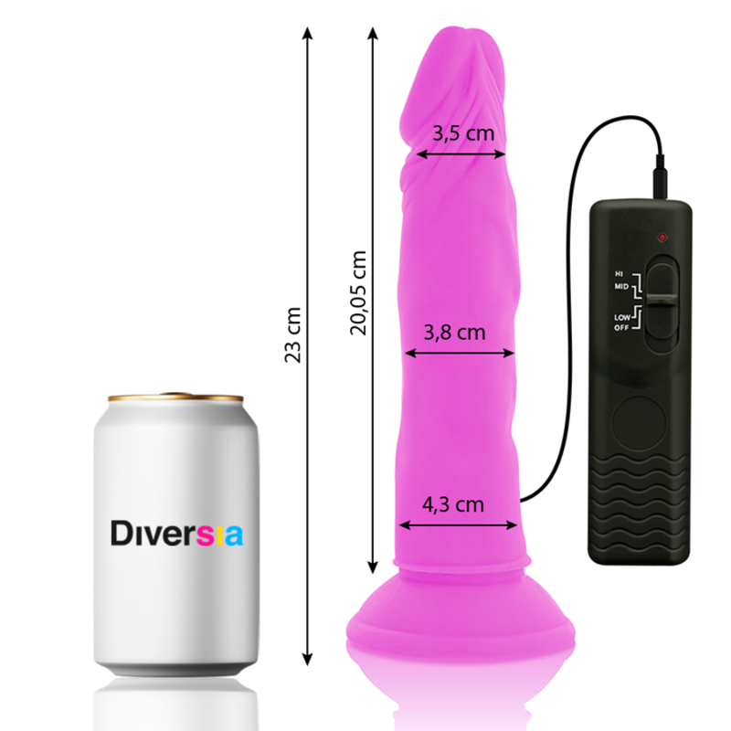 DIVERSIA - Flexibler vibrierender Dildo Lila 23 cm -O- 4,3 cm