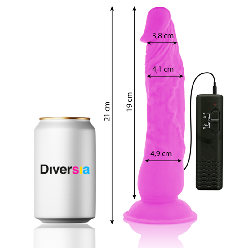 DIVERSIA - Flexibler vibrierender Dildo Lila 21 cm -O- 4,9 cm