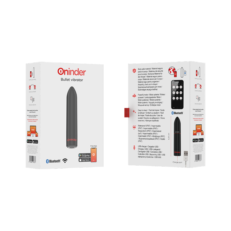 ONINDER - BERLIN BULLET VIBRATOR Schwarz 9 Modi 8,5 x 2 cm - Kostenlose App