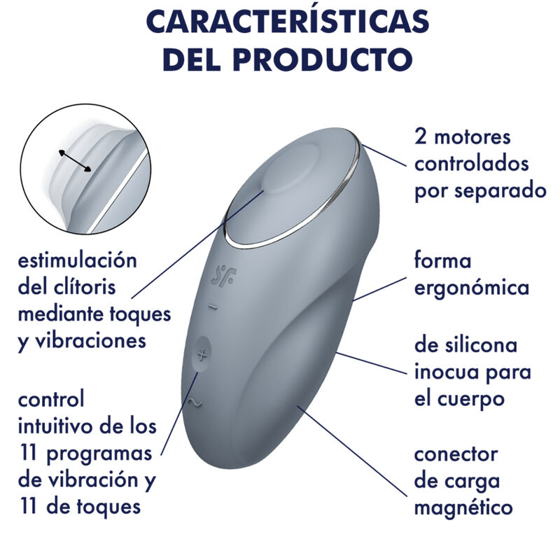 SATISFYER - TAP & CLIMAX 1 Auflegevibrator Grau