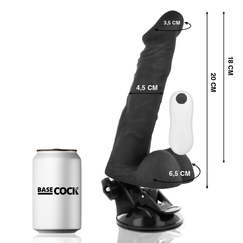 BASECOCK - Artikulierbarer Vibrator mit Fernbedienung Schwarz 20 cm -O- 4,5 cm