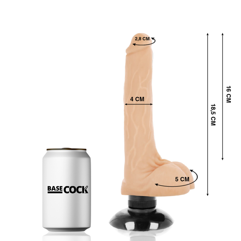 BASECOCK - REALISTISCHER VIBRATOR 2-1 NATÜRLICH 18,5 CM -O- 4 CM