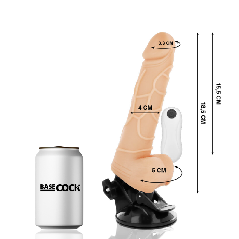 BASECOCK - Realistischer natürlicher Vibrator mit Fernbedienung 18,5 cm -O- 4 cm