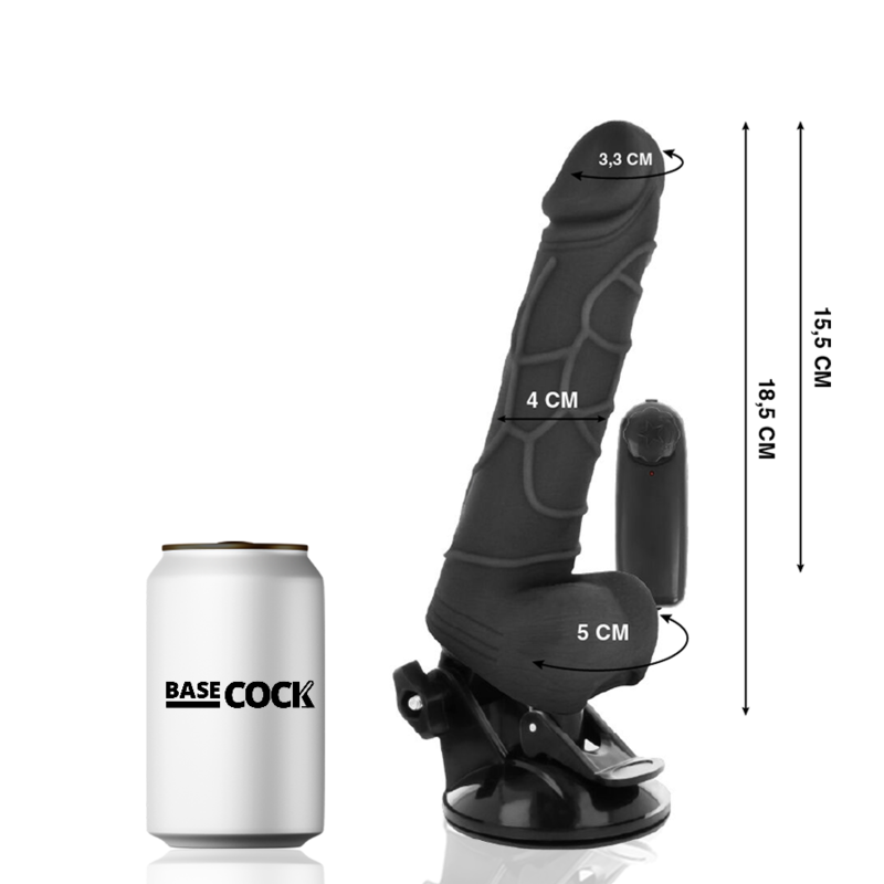 BASECOCK - Realistischer Vibrator mit Fernbedienung Schwarz 18,5 cm -O- 4 cm
