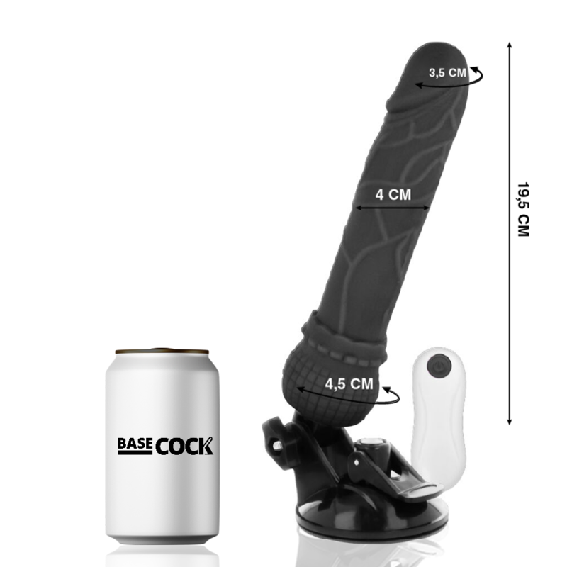BASECOCK - Realistischer Vibrator mit Fernbedienung Schwarz 19,5 cm -O- 4 cm