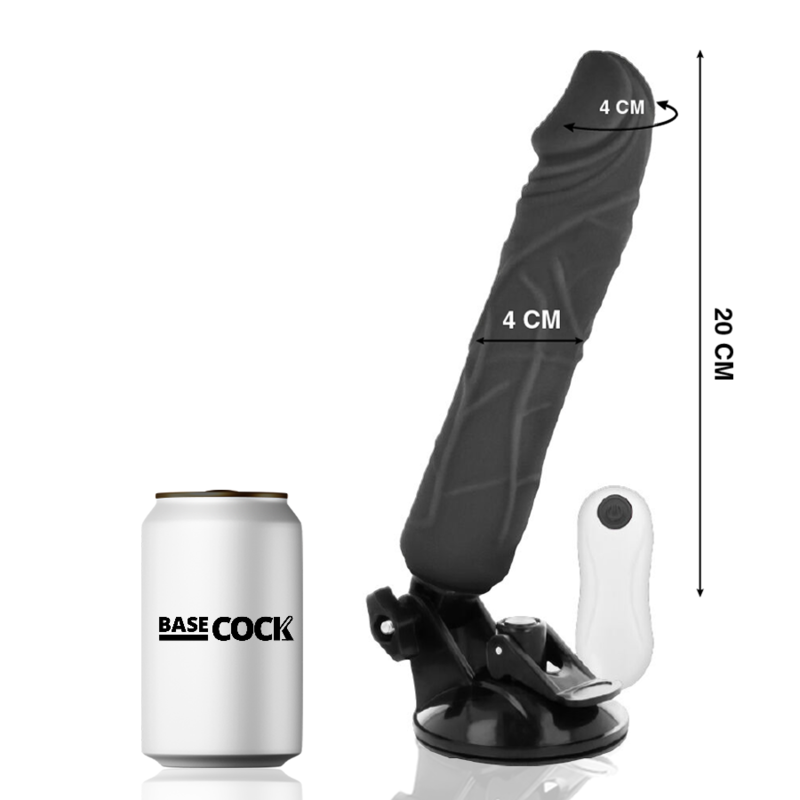 BASECOCK - Realistischer Vibrator mit Fernbedienung Schwarz 20 cm -O- 4 cm