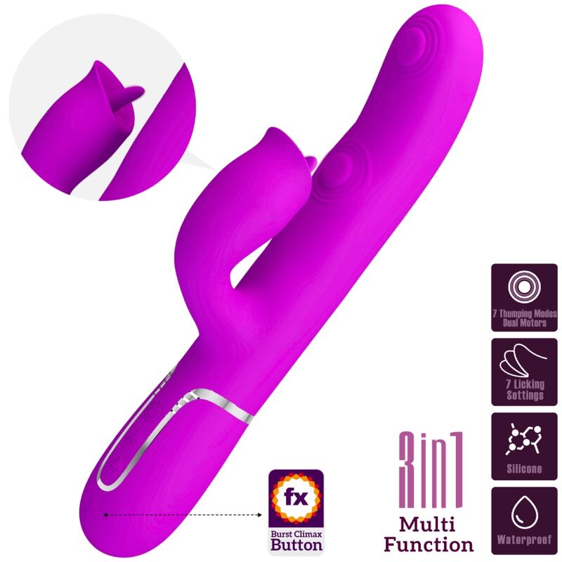 PRETTY LOVE - Kaninchenvibrator mit leckenem Fuchsia