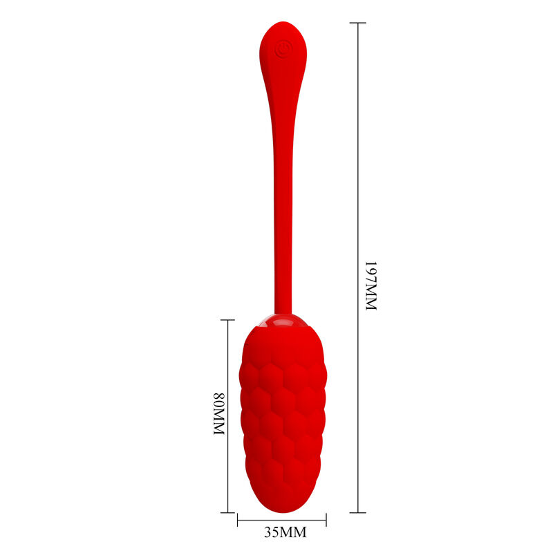 PRETTY LOVE - VIBRATIONS-EI MIT ROTER WIEDERAUFLADBARER MEERESTEXTUR
