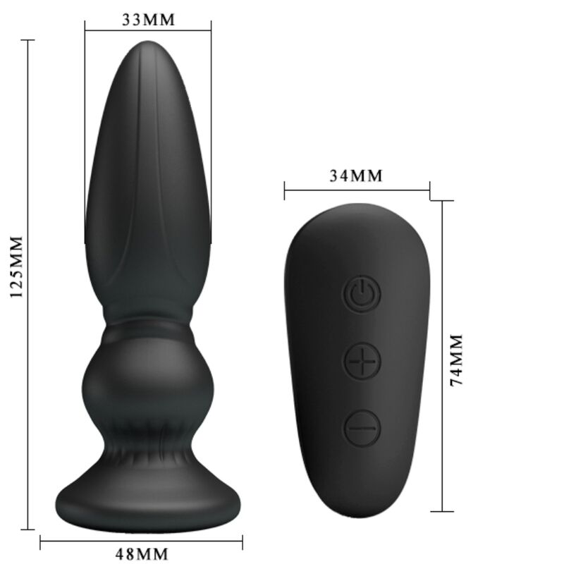 MR PLAY - Leistungsstarker Vibrator mit Fernbedienung, Analplug, Schwarz