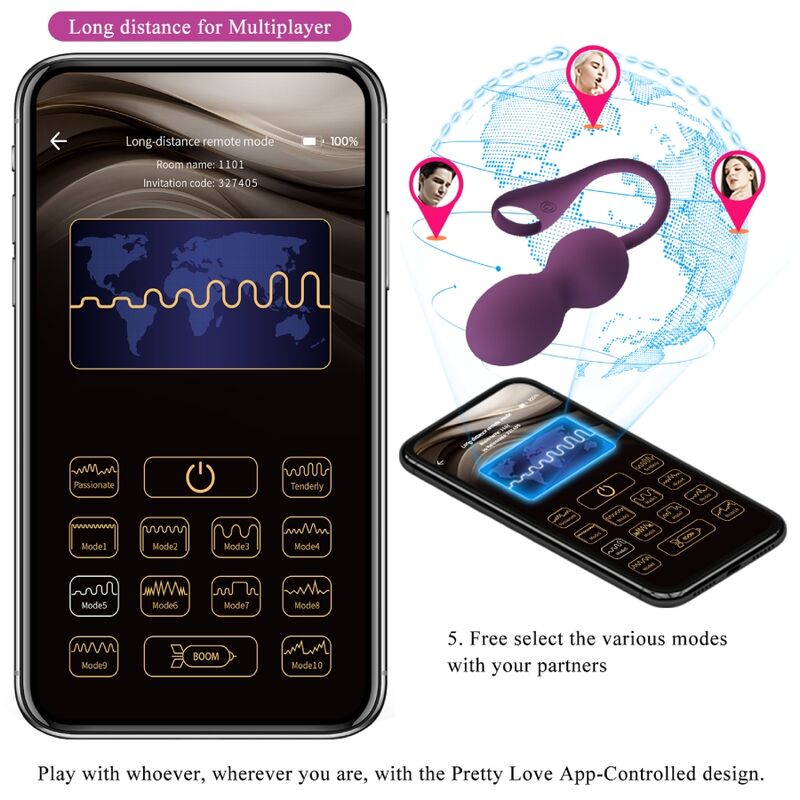Entdecken Sie die PRETTY LOVE - ELVIRA Kegel Balls mit App-Fernbedienung in einem verführerischen Lila. Diese innovativen Kegel Balls bieten nicht nur ein intensives Training für Ihre Beckenbodenmuskulatur, sondern auch die Möglichkeit, die Kontrolle über Ihre Lust ganz bequem über Ihr Smartphone zu übernehmen. Genießen Sie die Kombination aus Funktionalität und Vergnügen und steigern Sie Ihr sexuelles Empfinden auf eine ganz neue Art und Weise. Lassen Sie sich von der hochwertigen Verarbeitung und dem eleganten Design begeistern!