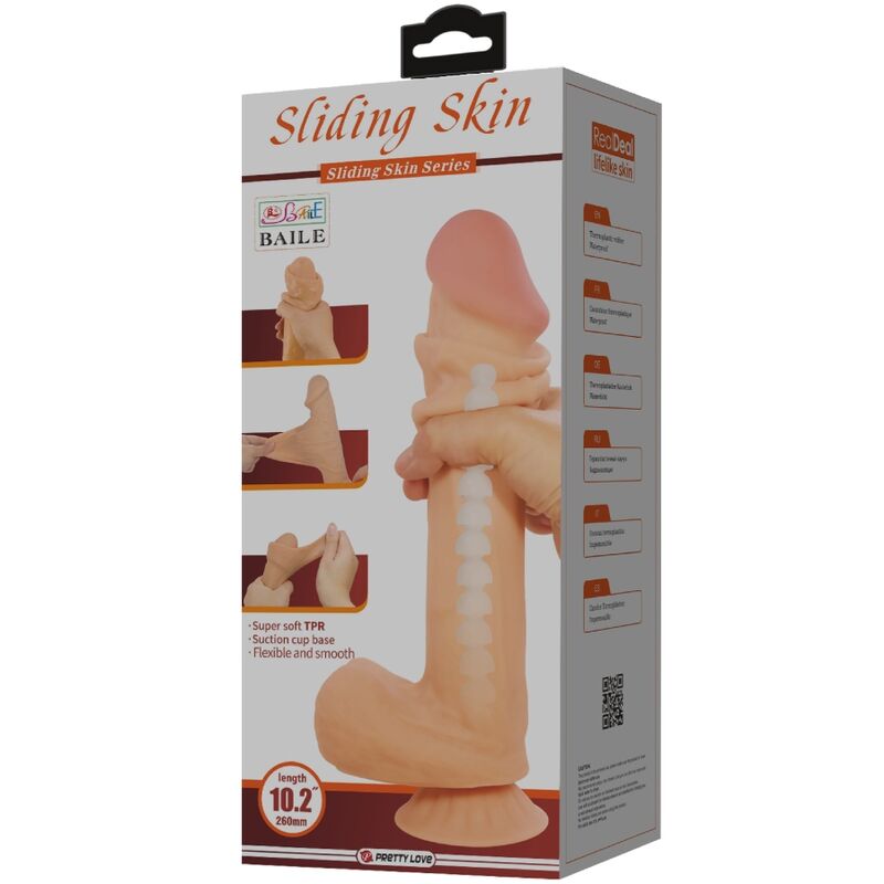 PRETTY LOVE - SLIDING SKIN SERIES realistischer Dildo mit Sliding Skin Saunapf Fleisch 26 cm
