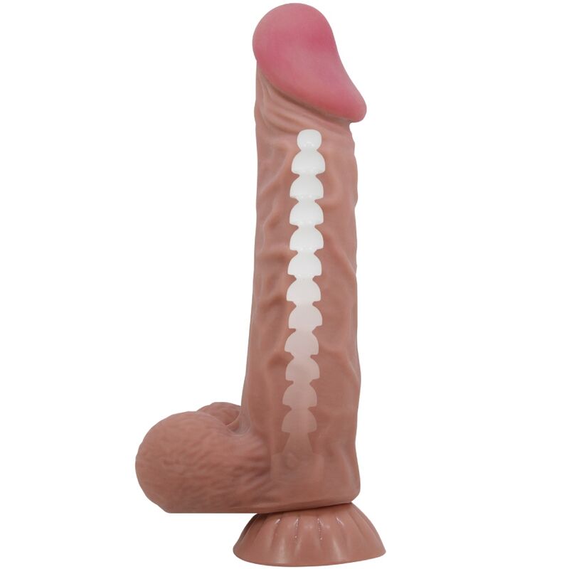PRETTY LOVE - REALISTISCHER DILDO DER SLIDING SKIN-SERIE MIT SAUGNAPF BRAUN 24 CM