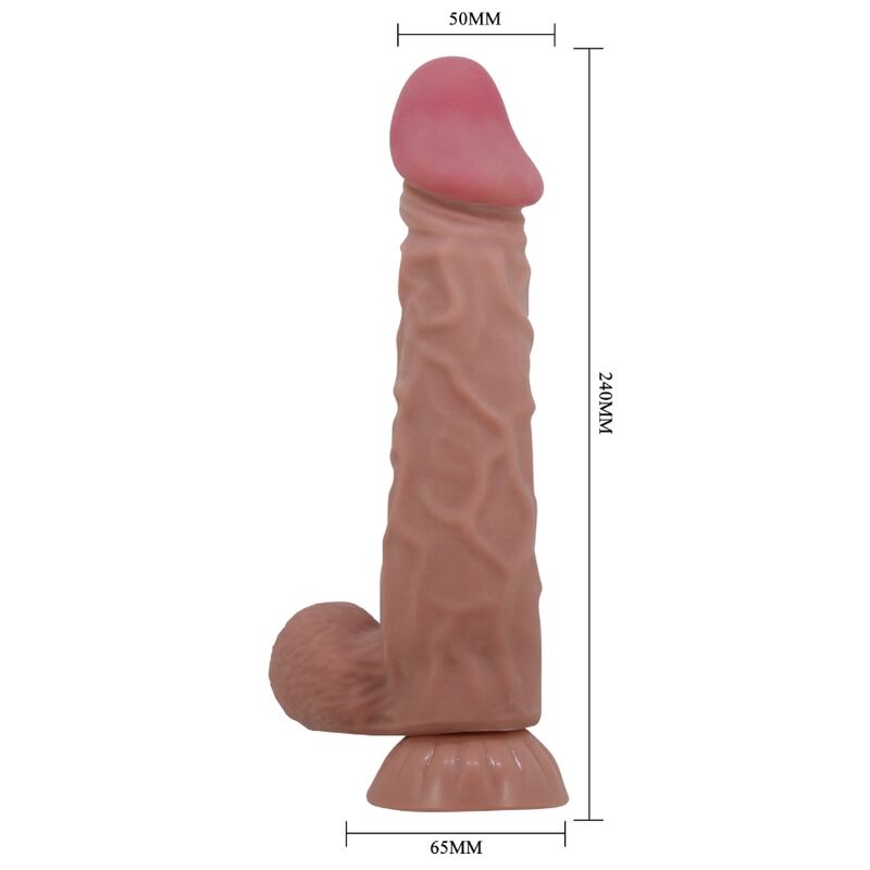 PRETTY LOVE - REALISTISCHER DILDO DER SLIDING SKIN-SERIE MIT SAUGNAPF BRAUN 24 CM