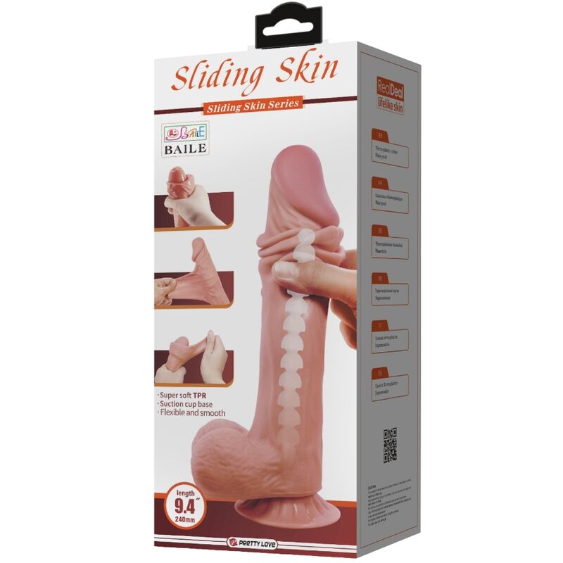 PRETTY LOVE - REALISTISCHER DILDO DER SLIDING SKIN-SERIE MIT SAUGNAPF BRAUN 24 CM