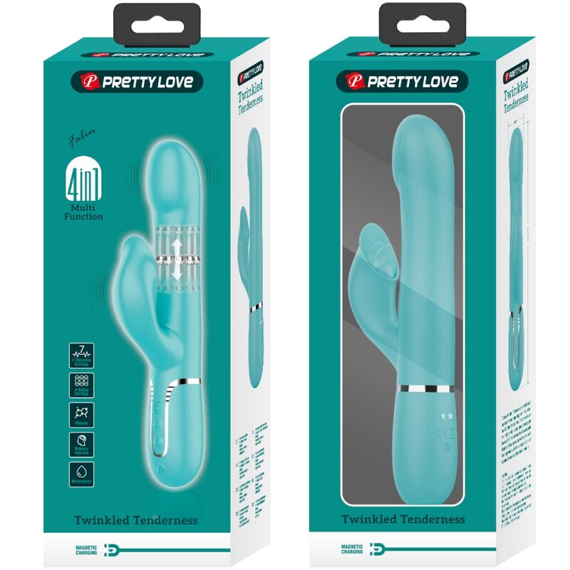 PRETTY LOVE - RABBIT VIBRATOR PERLEN AQUA GRÜN