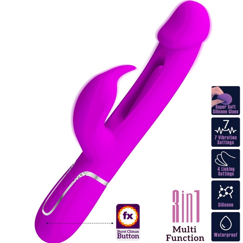 PRETTY LOVE - DEJON RABBIT VIBRATOR 3 IN 1 MULTIFUNKTIONS FUCHSIA