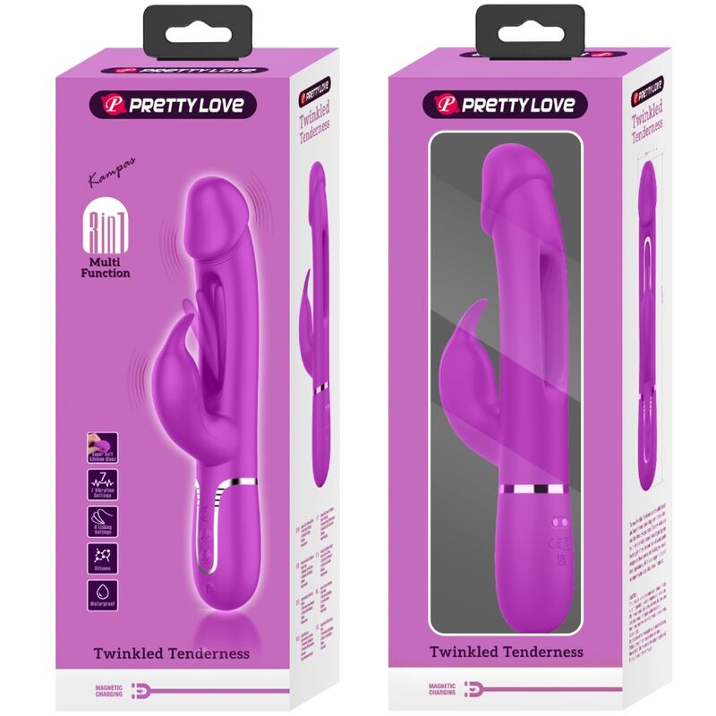 PRETTY LOVE - DEJON RABBIT VIBRATOR 3 IN 1 MULTIFUNKTIONS FUCHSIA