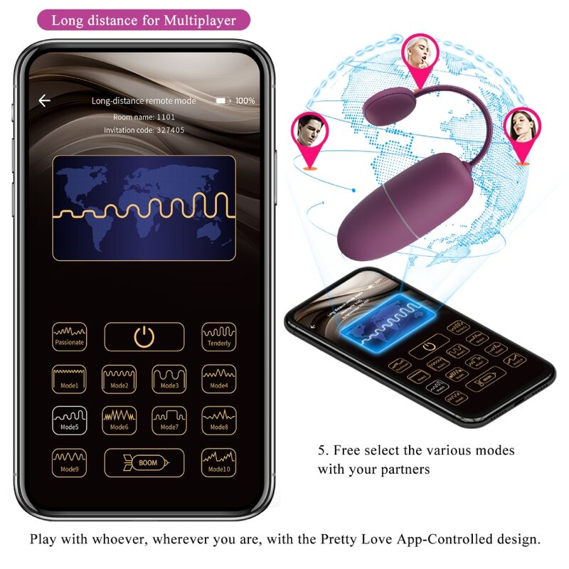 PRETTY LOVE - NYMPH VIBRATIONS-EI APP-GESTEUERT LILA